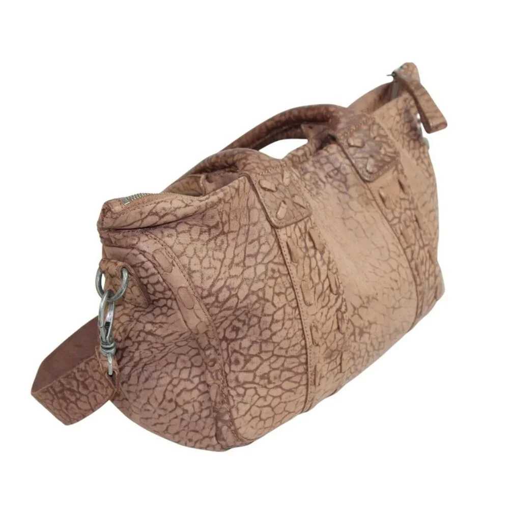 Liebeskind Berlin Distressed Leather Shoulder Bag | Textured Rosewood Satchel